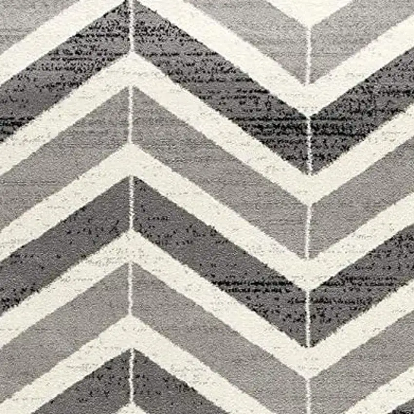 Gray Chevron Dhurrie Area Rug Photo 9