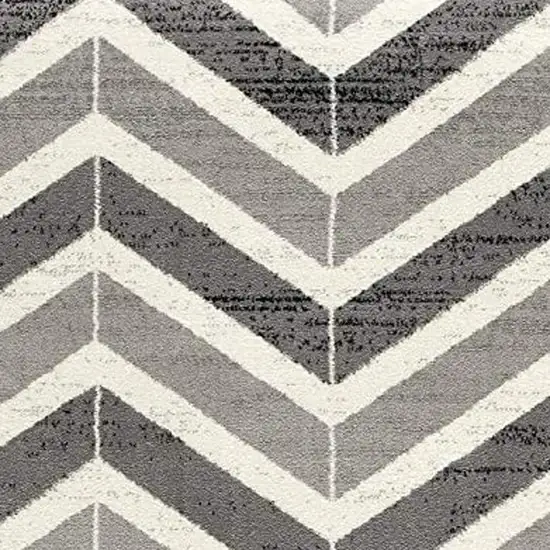 Gray Chevron Dhurrie Area Rug Photo 5