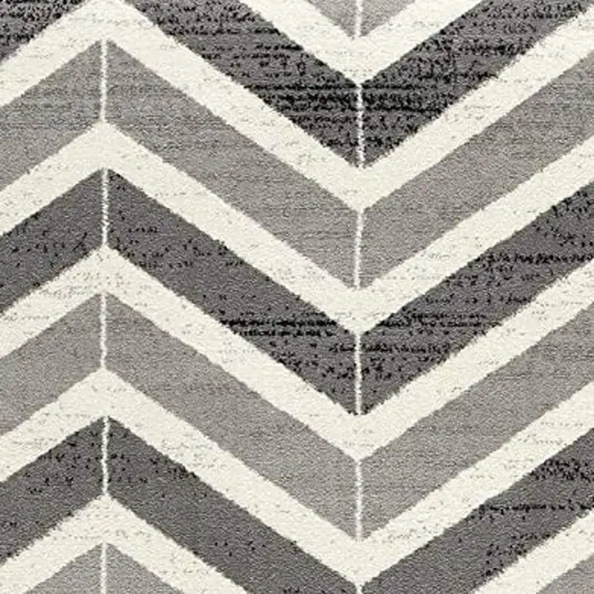 Gray Chevron Dhurrie Area Rug Photo 5