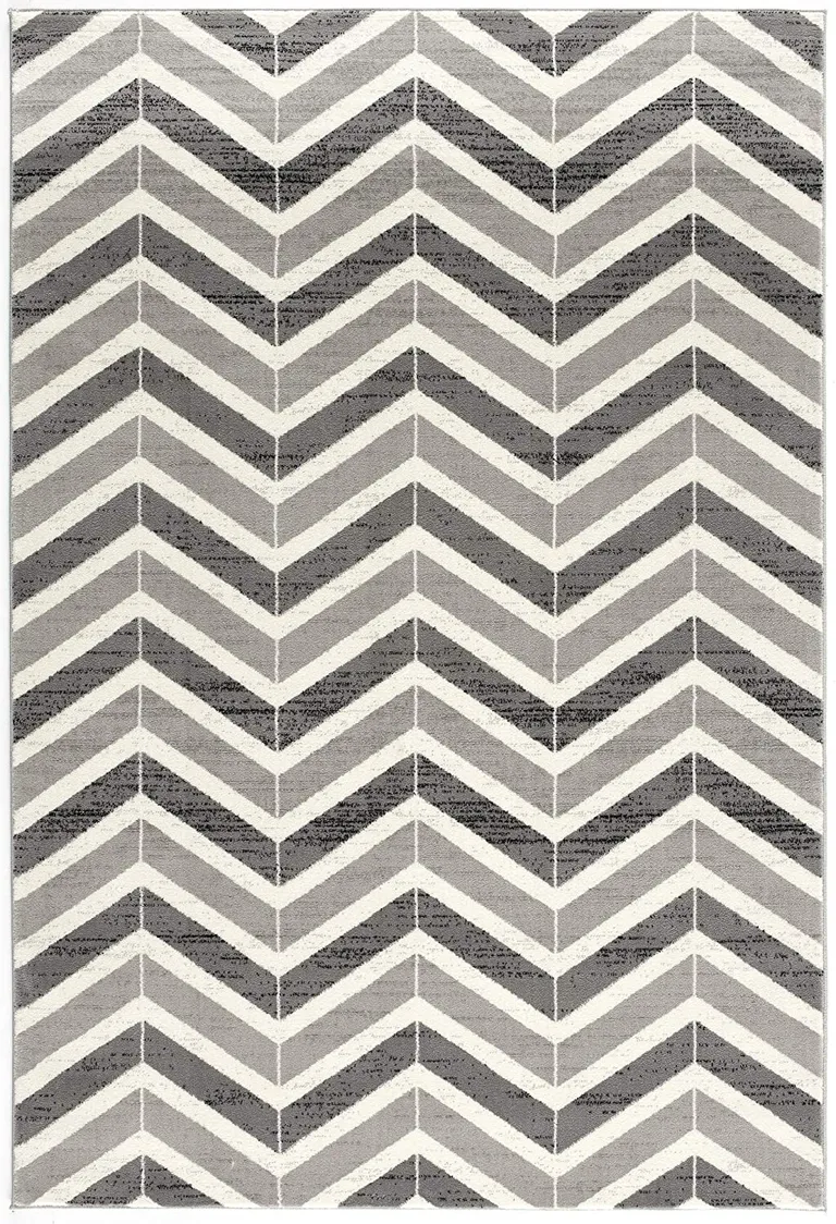 Gray Distressed Chevron Runner Rug Photo 2