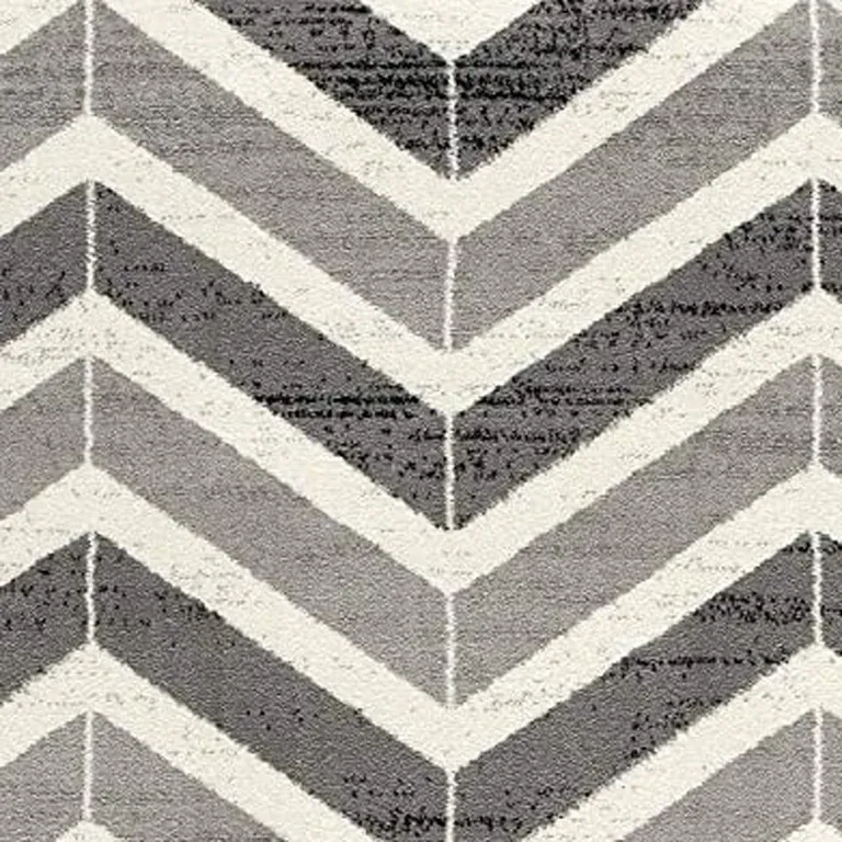 Gray Distressed Chevron Runner Rug Photo 3