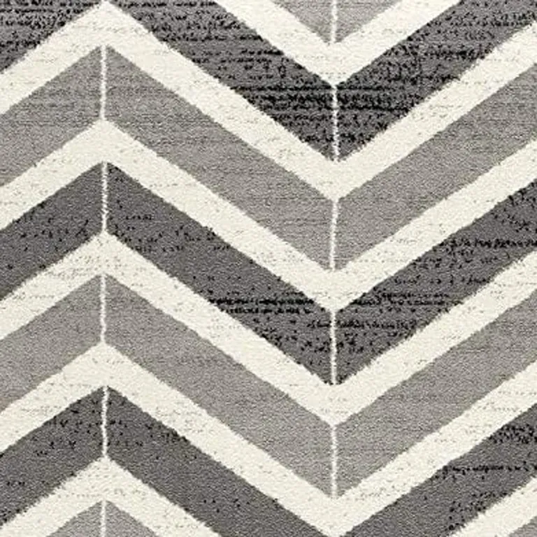 Gray Distressed Chevron Runner Rug Photo 3