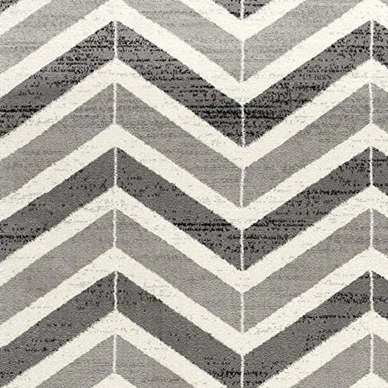 Gray Distressed Chevron Runner Rug Photo 4