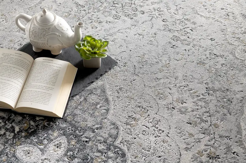 Gray Distressed Decorative Area Rug Photo 2