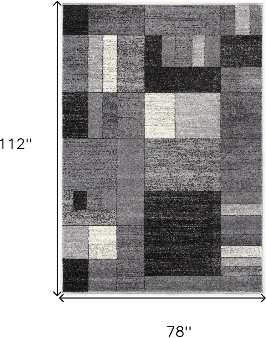 Gray Distressed Geometric Area Rug Photo 3