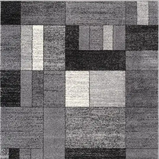 Gray Distressed Geometric Area Rug Photo 7