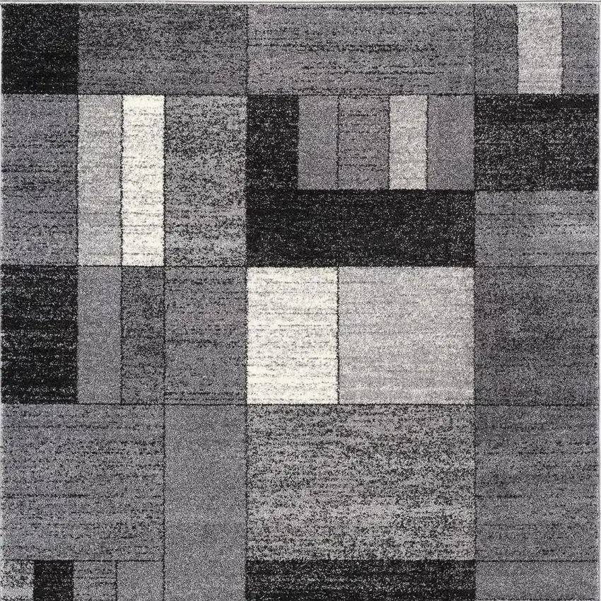 Gray Distressed Geometric Area Rug Photo 7