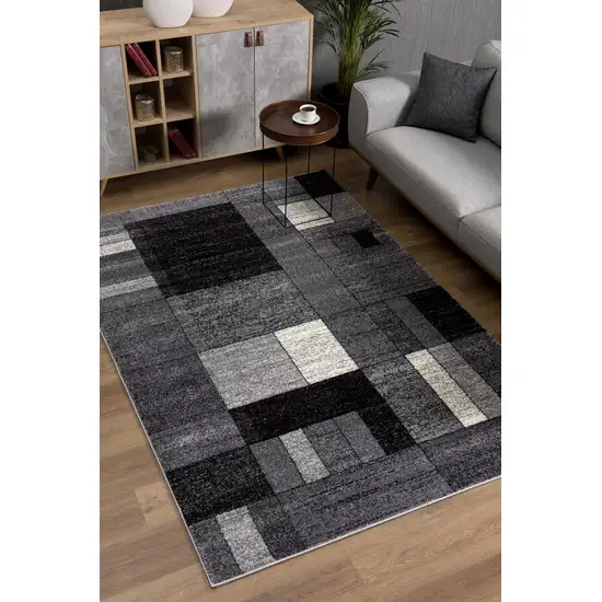 Gray Distressed Geometric Area Rug Photo 8