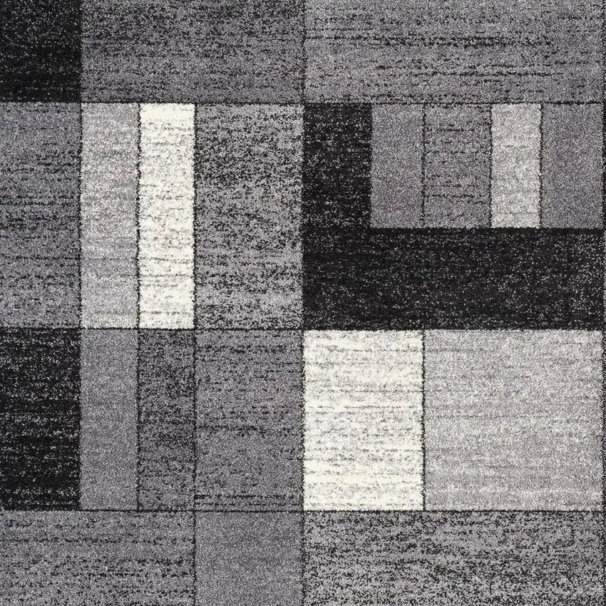 Gray Distressed Geometric Area Rug Photo 5