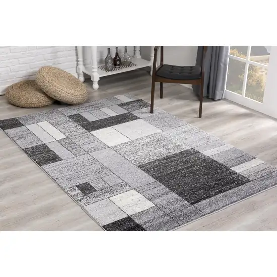 Gray Distressed Geometric Area Rug Photo 6