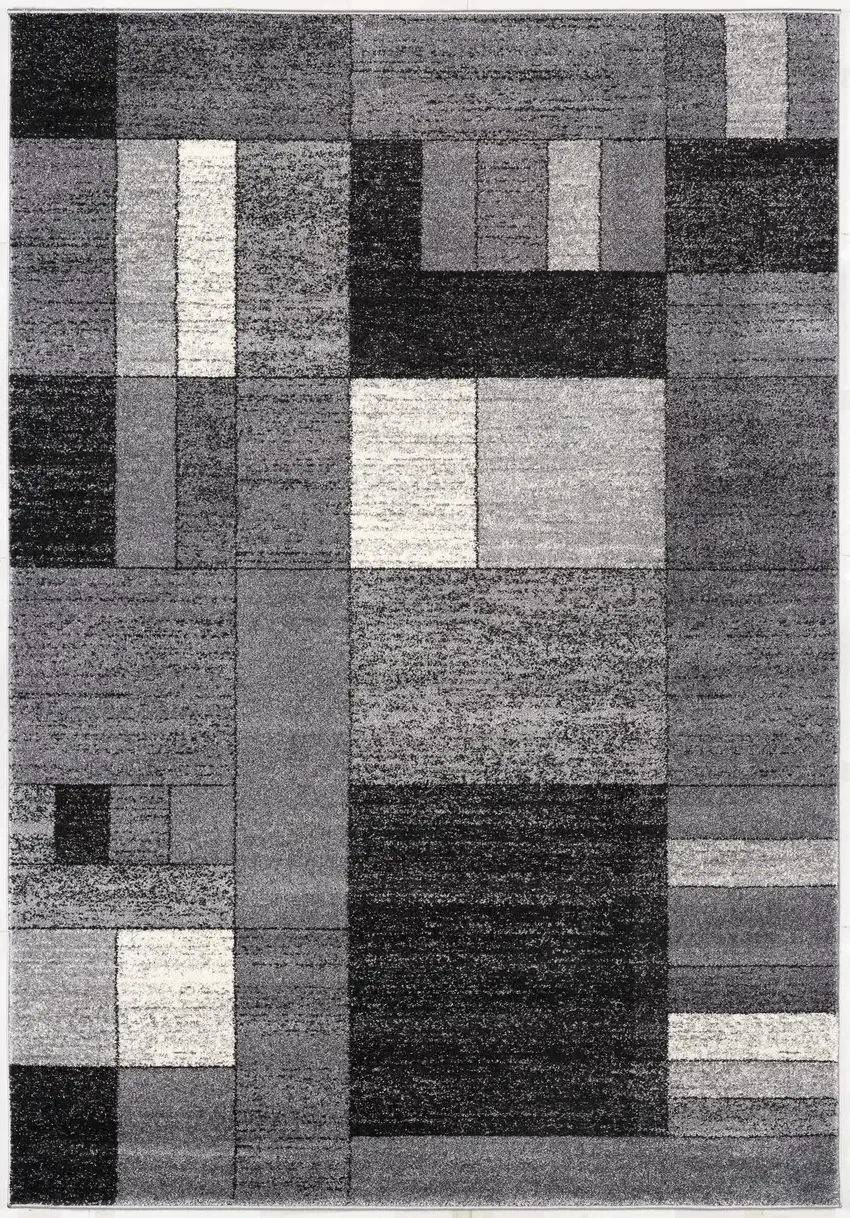 Gray Distressed Geometric Area Rug Photo 2