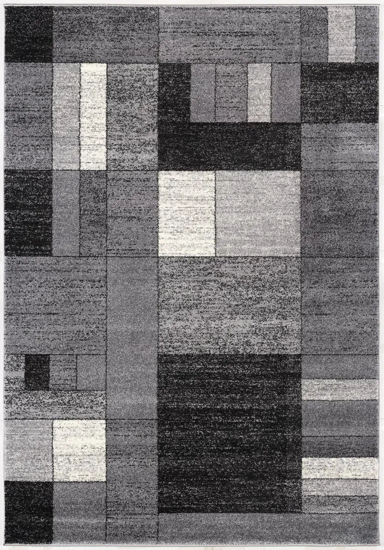 Gray Distressed Geometric Area Rug Photo 2