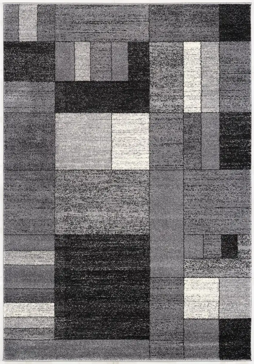 Gray Distressed Geometric Area Rug Photo 4