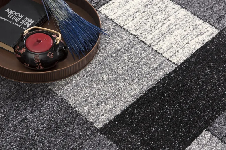 Gray Distressed Geometric Area Rug Photo 4