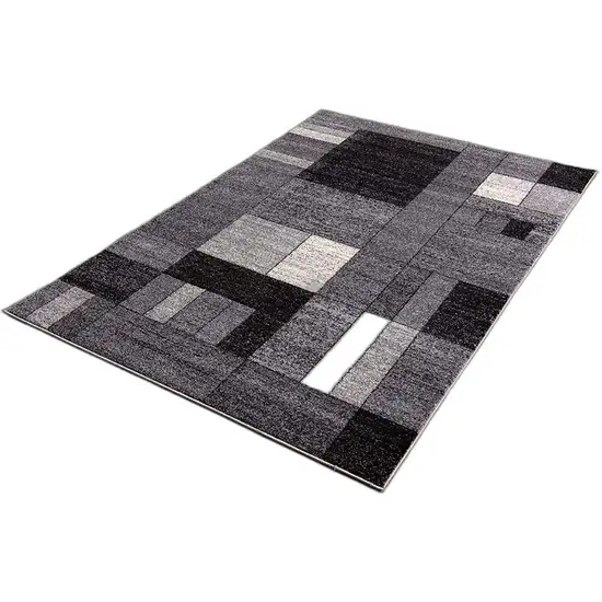 Gray Distressed Geometric Area Rug Photo 7