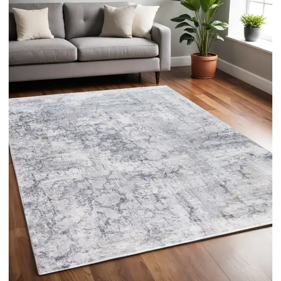 Gray Distressed Marble Area Rug Photo 1
