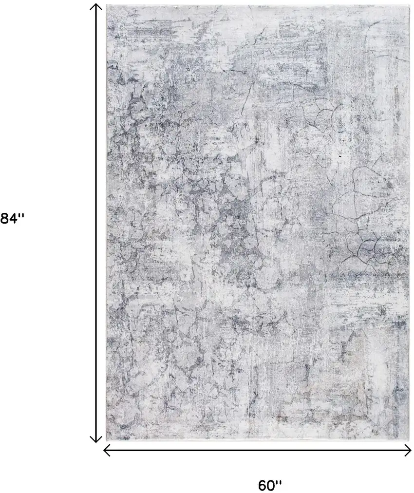 Gray Distressed Marble Area Rug Photo 8