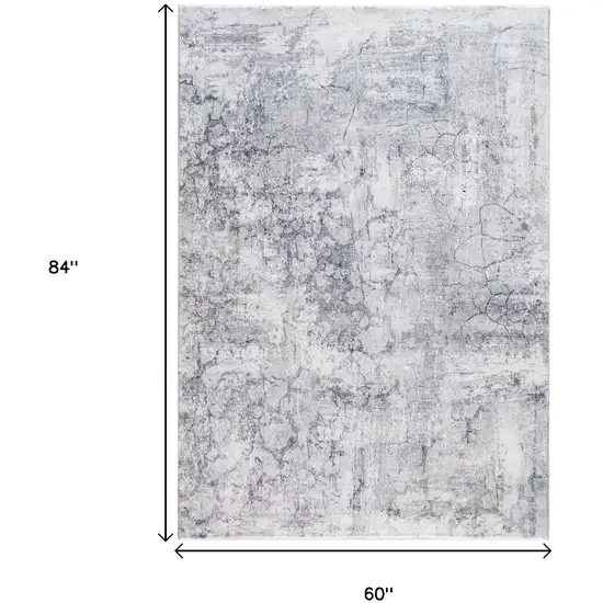 Gray Distressed Marble Area Rug Photo 8