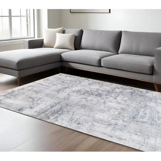 Gray And Ivory Abstract Area Rug Photo 1