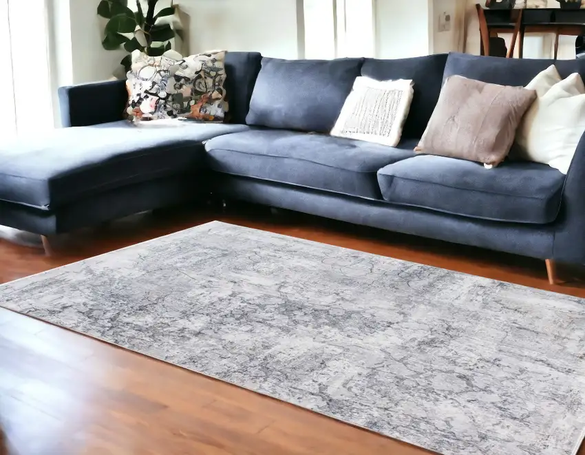 Gray Abstract Dhurrie Area Rug Photo 1