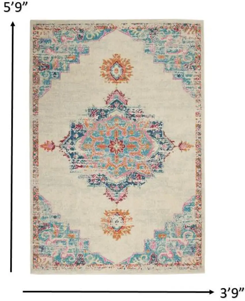 Gray Distressed Medallion Area Rug Photo 4