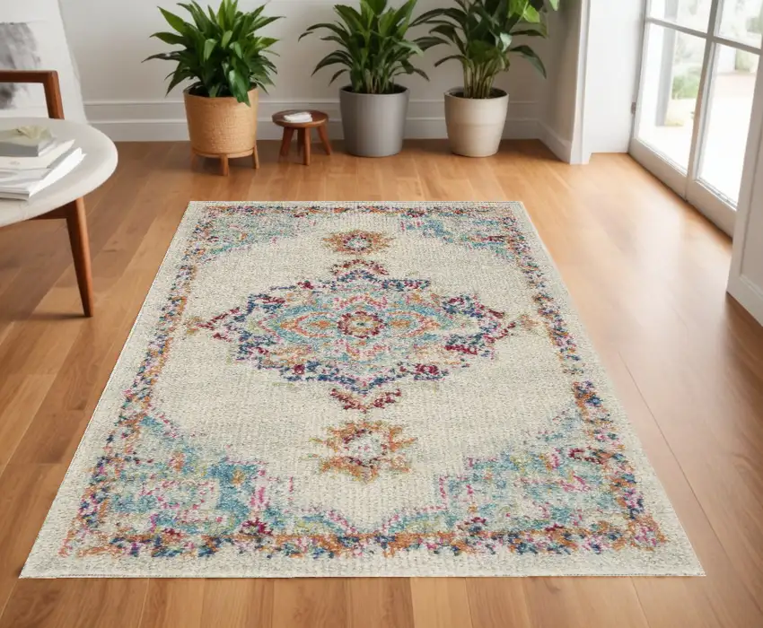 Gray And Ivory Power Loom Area Rug Photo 1