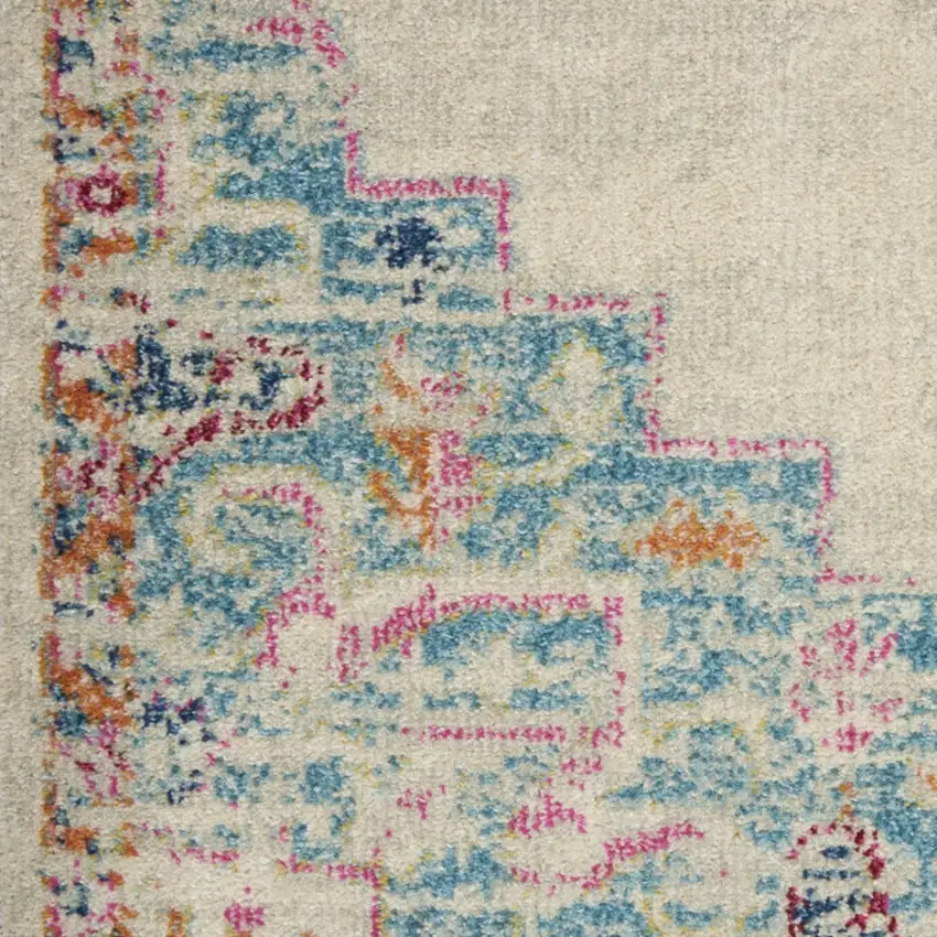 Gray And Ivory Medallion Distressed Area Rug Photo 5