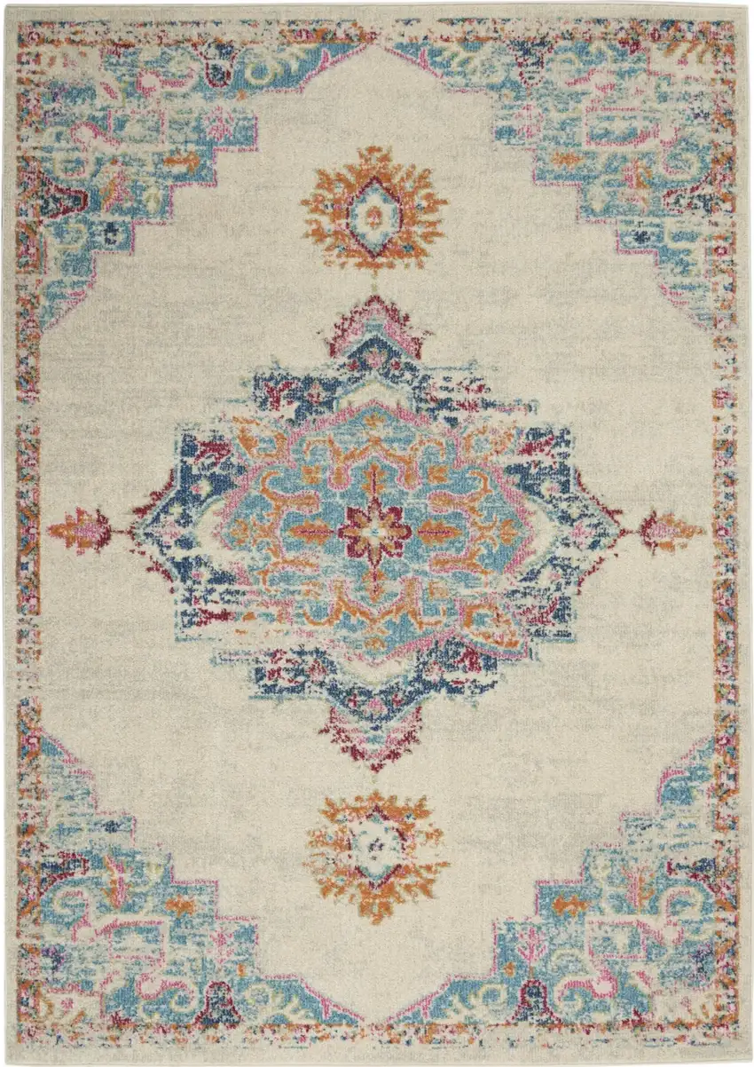 Gray Distressed Medallion Area Rug Photo 1
