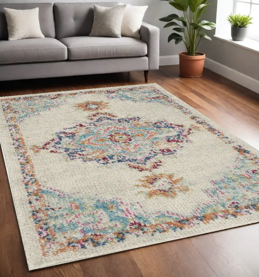 Gray And Ivory Power Loom Area Rug Photo 1