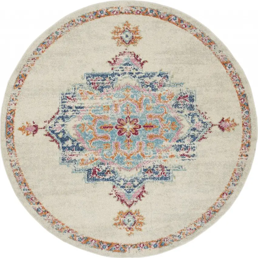 Gray Distressed Medallion Area Rug Photo 1