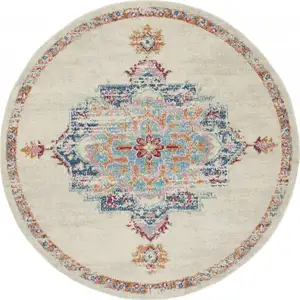 Photo of Gray Distressed Medallion Area Rug