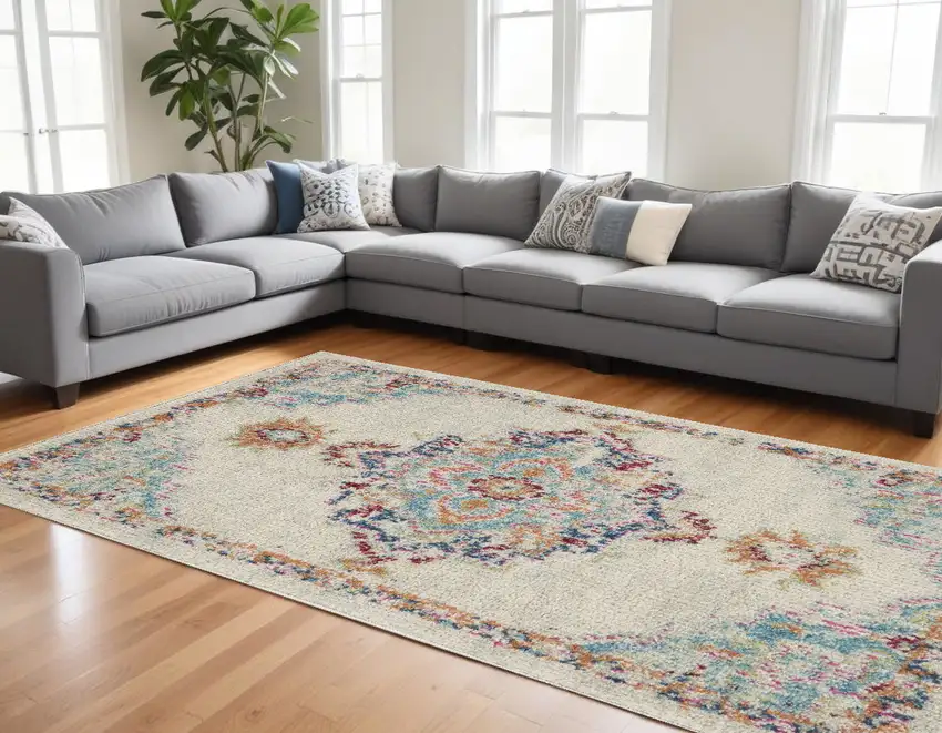 Gray And Ivory Power Loom Area Rug Photo 1
