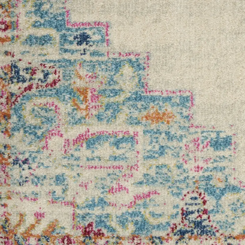 Gray And Ivory Medallion Distressed Area Rug Photo 5