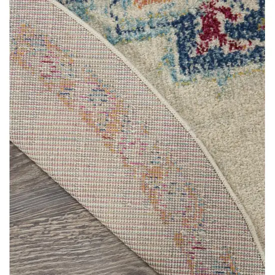 8' Gray And Ivory Medallion Distressed Round Rug Photo 9