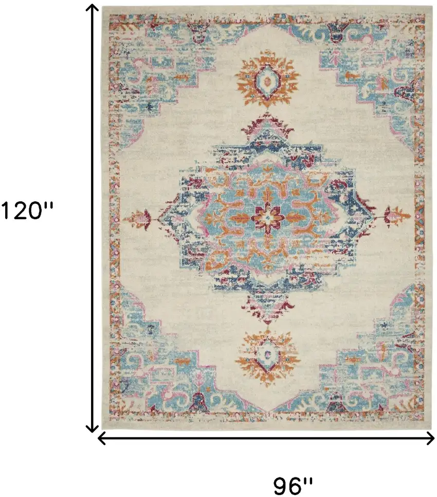 Gray And Ivory Medallion Distressed Area Rug Photo 9