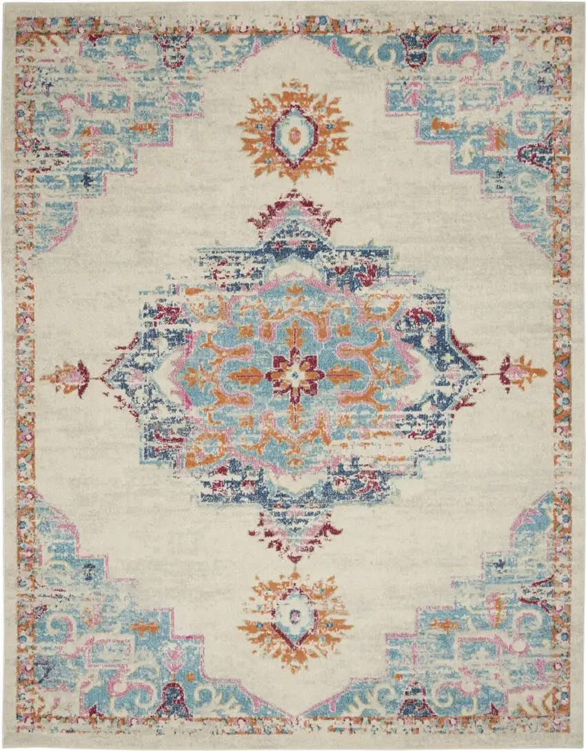 Gray Distressed Medallion Area Rug Photo 1