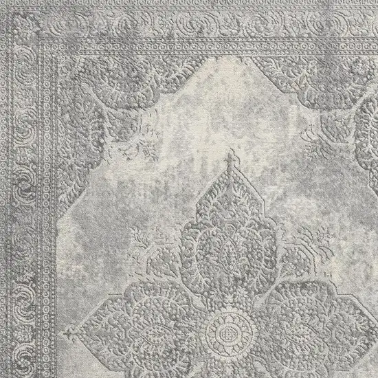 Gray Distressed Medallion Area Rug Photo 3