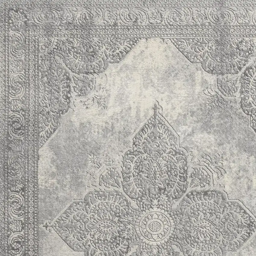 Gray Distressed Medallion Area Rug Photo 3