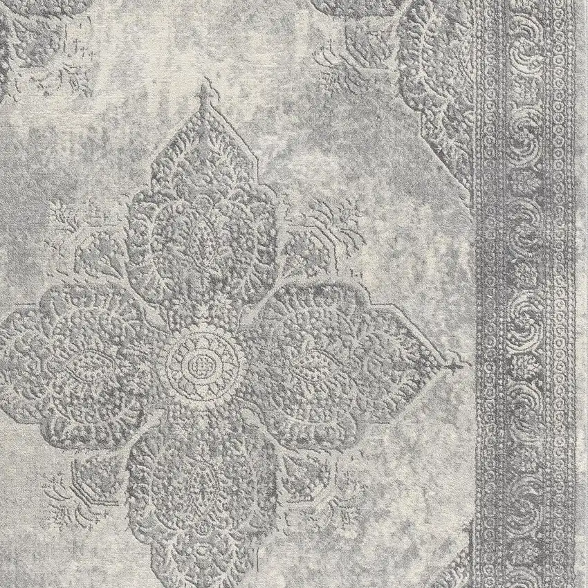 Gray Distressed Medallion Area Rug Photo 5