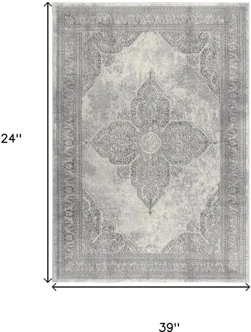 Gray Distressed Medallion Area Rug Photo 7