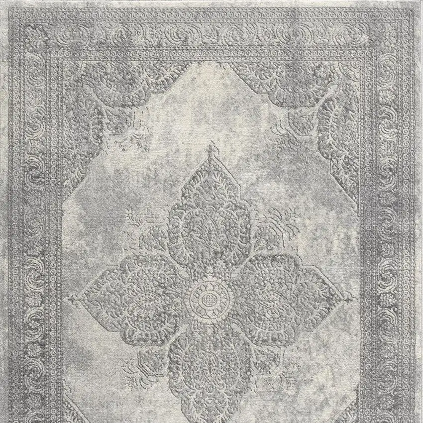 Gray Distressed Medallion Area Rug Photo 3