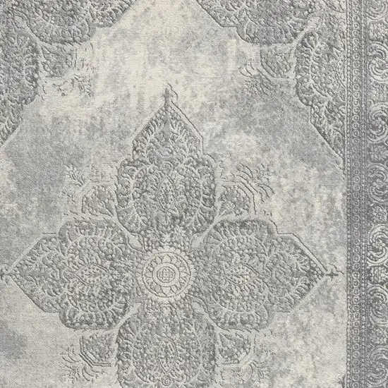 Gray Distressed Medallion Area Rug Photo 2