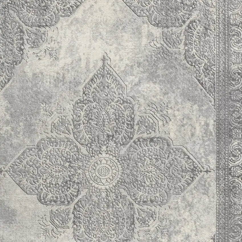 Gray Distressed Medallion Area Rug Photo 2
