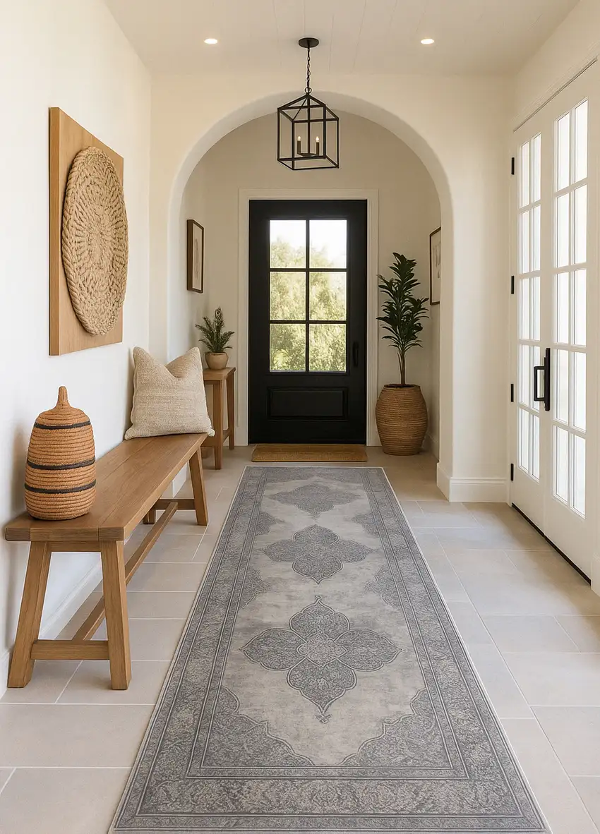 2' X 6' Gray Distressed Medallion Area Rug Photo 2