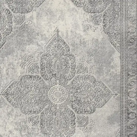 Gray Distressed Medallion Area Rug Photo 3