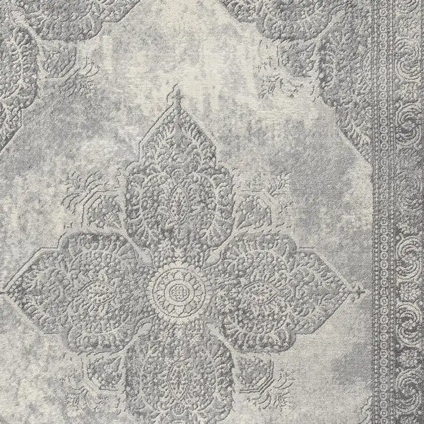 Gray Distressed Medallion Area Rug Photo 3