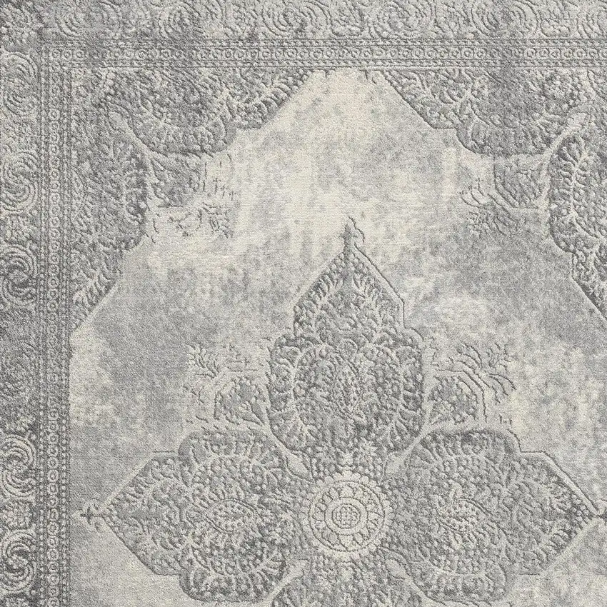 Gray Distressed Medallion Area Rug Photo 5