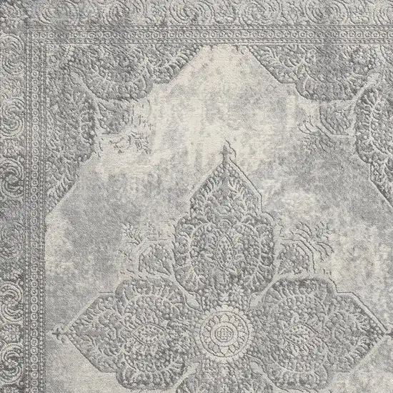 Gray Distressed Medallion Area Rug Photo 5