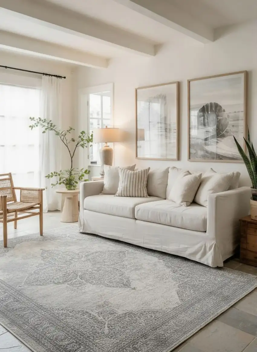 Gray Distressed Medallion Area Rug Photo 8