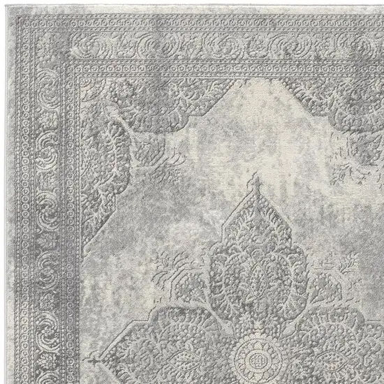 Gray Distressed Medallion Area Rug Photo 2